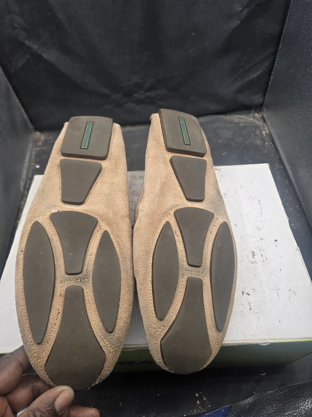 Donald J. Pliner Suede Penny Loafers in Taupe